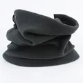 Dark grey fleece neck warmer with adjustable drawstring for winter outdoor sports - Dark Gray
