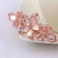 Elegant rose gold flower hair claw clip with champagne crystals and rhinestones for thick hair - Champagne