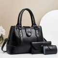 Ensemble de 3 sacs à main noirs en similicuir élégant avec grande capacité de rangement - Grand Pack / Noir