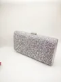 Pochette de soirée pailletée argentée avec cadre métallique pour occasions formelles - Argenté