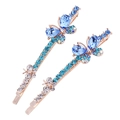 Pack de 2 elegantes pinzas para el cabello de mariposa dorada con cristales azules - Azul