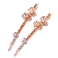 Elegante clip para el pelo dorado con cristales champán y brillantes diamantes - Rosa Champaña