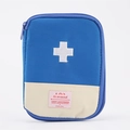 Custodia portatile blu per pronto soccorso con ricamo a croce per medicinali da viaggio - Blu