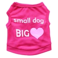 Gilet pour chien rose fuchsia avec slogan Small Dog Big en tissu de coton mélangé léger - Rose rouge