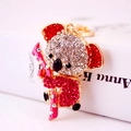 Portachiavi koala scintillante con strass argento e rossi su metallo dorato chic - Rosso