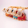 Cute cartoon elephant keychains with colorful rhinestones on gold metal base in four colors - 11x4cm / Random Color