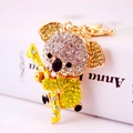 Sparkling crystal koala bear keychain with yellow and clear stones on gold finish - Yellow