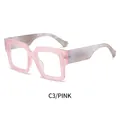 Occhiali quadrati anti luce blu con montatura rosa trasparente e aste marmorizzate - Montatura Rosa Lenti Trasparenti (C3/PINK)