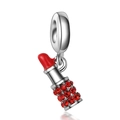 Colgante de lápiz labial plateado con cristales rojos para la creación de joyas de bricolaje - Rojo