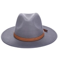 Classic gray wool felt jazz fedora hat with brown snakeskin pattern band and tassel - 57cm Adjustable / Gray