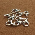 Cierres de mosquetón de aleación de zinc plateado para hacer collares y pulseras DIY - Mediano (16x8mm) / Plateado