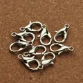 Zinc alloy lobster clasps in silver finish for DIY necklace and bracelet jewelry making - White K/Silver