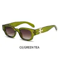 Oval green frame sunglasses with gradient tea lenses and golden eagle wing accents - Transparent Green Frame Gradient Tea Lens (C6)