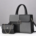Ensemble chic de deux sacs patchwork noir et gris avec sac à main et bandoulière - Noir