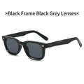 Square frame sunglasses in black finish with grey lenses and silver stud details - Black Frame Black Grey Lens