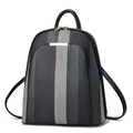 Mochila de rayas de gran capacidad para viaje con detalles metálicos dorados - Negro