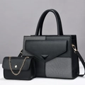Set borse due pezzi chic con tote nera e grigia e mini borsa con catena dorata - Nero