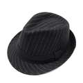 Classic black pinstripe fedora hat for men in premium wool felt with a vintage British style - Kids Size 52-54CM / Black