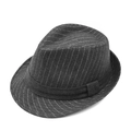 Men's retro dark grey wool felt fedora with elegant white vertical stripes - Dark Gray