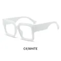 Occhiali anti-luce blu quadrati bianchi oversize con eleganti stanghette strutturate - Montatura Bianca Lenti Trasparenti (C4/WHITE)