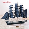 30cm Mediterranean style wooden sailing ship model with navy blue canvas sails - 30cm Gray Blue Sailboat M1411