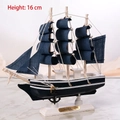 Modellino barca a vela in legno 16cm stile mediterraneo blu navy con base dorata - Barca a Vela Grigio Blu Altezza 16cm M1623