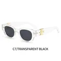 Gafas de sol ovales trasparentes con lentes gris oscuro y decorado de pájaro dorado - Montura Transparente / Lentes Gris Oscuro (C7)