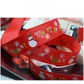Red Christmas grosgrain ribbon with white snowflakes and Merry Christmas text - 2.5cm Red Snowman Merry Christmas Ribbon (1 Yard)