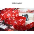 Red Christmas grosgrain ribbon with white snowflake patterns for gift DIY - 2.5cm Red Snowflake Grosgrain Ribbon (1 Yard)