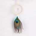 Handmade dream catcher car pendant with woven net, wood bead and real peacock feather - 1595 White Peacock Feather (7.5*35cm)