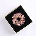 Pink crystal flower wreath brooch with rose gold finish in a stylish gift box - Pink/Rose Gold