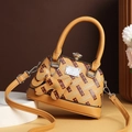 Ginger yellow women shoulder bag with letter prints and elegant elephant charm - Orange