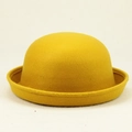 Classic mustard yellow felt dome bowler hat with rolled brim for men and women - Ginger Yellow