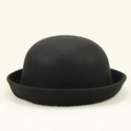 Classica bombetta nera in finto cashmere con tesa arrotolata per outfit autunno inverno - Adulto 57cm / Nero