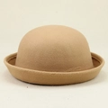 Cappello a bombetta classico in feltro color cammello con elegante tesa arrotolata - Adulto 57cm / Cammello