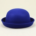 Classic royal blue dome bowler hat with a vintage rolled brim in soft wool felt - Royal Blue