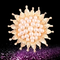 Elegant gold sunflower brooch featuring radiant petals and lustrous white pearl center - xz4017 Sunflower
