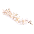 Elegant gold flower brooch with white pearls and sparkling rhinestones for women - xz4023 Streamline Flower