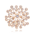 Elegant gold flower brooch with white pearls and sparkling crystal rhinestones - xz4010 Radial Pearl