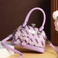 Lavender monogram crossbody bag with HCH pattern and luxury rhinestone clasp detail - Purple