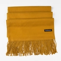 Ginger yellow cashmere scarf for women with long fringe details and a soft texture - Camel