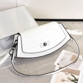 Elegant white faux crocodile skin shoulder bag with a silver metal twist lock closure - White