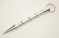Silver metal self-defense keychain with textured grip and sharp tapered tip detail - Pointed Head Silver