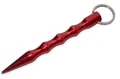 Détail macro du bâton d'autodéfense en aluminium rouge avec rainures ergonomiques - Tête Pointue Rouge