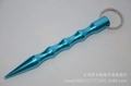 Blue aluminum kubotan tactical keychain with ergonomic wave grip and pointed self-defense tip - Pointed Head Light Blue