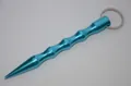 Blue aluminum kubotan tactical keychain with ergonomic wave grip and pointed self-defense tip - Pointed Head Light Blue