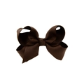 Classic dark brown grosgrain ribbon bow hair clip for children on white background - Dark Brown