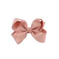 Pink grosgrain ribbon bow hair clip for children with ribbed texture detail - Hot Pink