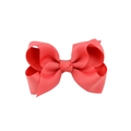 Handmade coral pink grosgrain ribbon bow hair clip for children with ribbed texture - Hot Pink
