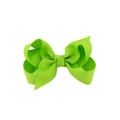 Bright green grosgrain ribbon bow hair clip with layered bubble design for girls - Apple Green